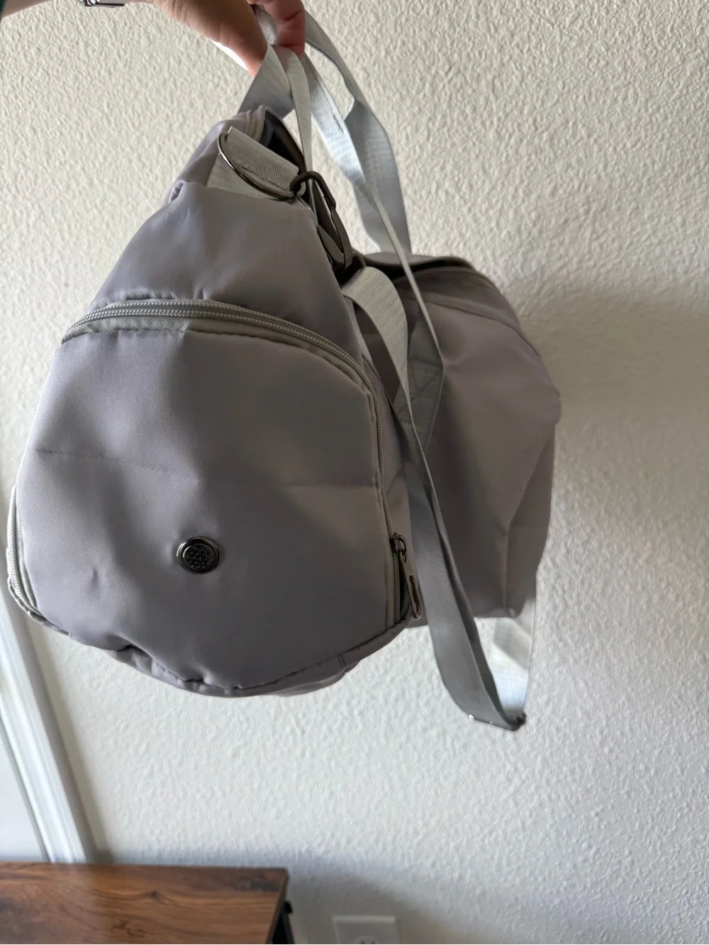 Light Gray Halara Duffle Bag - Versatile Travel & Gym Carry